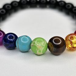 Beads Bracelets for Women Men Black Stone Bracelets Yoga Stretch Bangles Jewelry,Black Onyx,19cm

