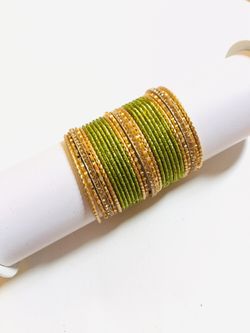 26 pieces Indian Pakistani bangles Green and gold