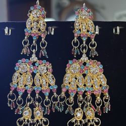 HANDCRAFTED JADAU EARRINGS - Gold Plated / Multi Color