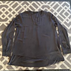 Simply Vera Verawang Charcoal Gray V-Neck Blouse sz L