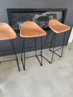 Pottery Barn Leather Bar Stools NEW