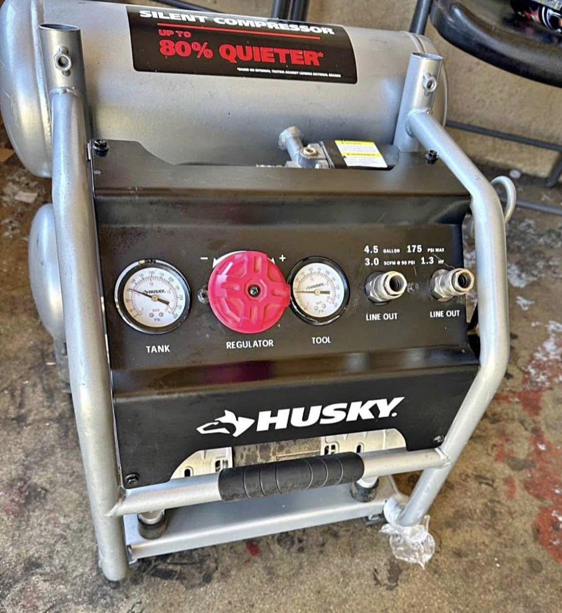 4.5 Gal. 175 PSI Portable Electric Oil-Free Quiet Twin Stack Jobsite Air Compressor w/Rubber Wheels