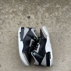 JORDAN 3 GREEN GLOW SZ 8.5 REPLACEMENT INSOLES/NO BOX