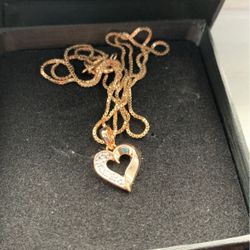 Beautiful Sterling Silver Heart With Diamond Chips 