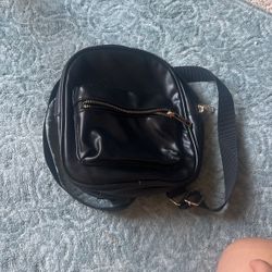 Mini Black Leather Backpack