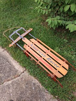 American Racer Easy Steering Vintage Wood Snow Sled