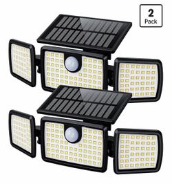 Solar Flood Lights Outdoor, 2500LM Motion Sensor Security Lights with 270° Wide Angle, IP65 Waterproof, 3 Heads Solar Outdoor Lights for Patio, Yard,