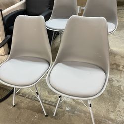 Set 4 Chairs New Grey Padded Assembled 
