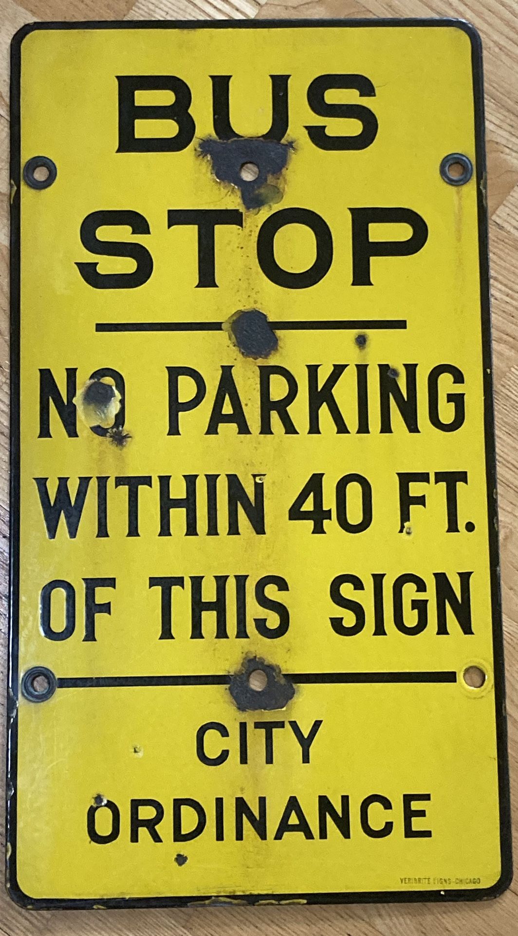 Vintage Porcelain BUS STOP SIGN 1930’s Chicago