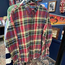 (XXL)26x30 Red & Green Ralph Lauren Plaid Button Up Shirt