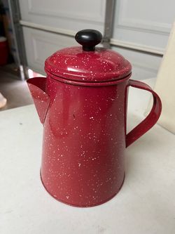 Red Speckled Enamel Coffee Pot