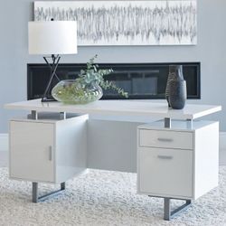 High gloss white office desk