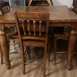 Solid Red Oak Tall Kitchen Dining Table