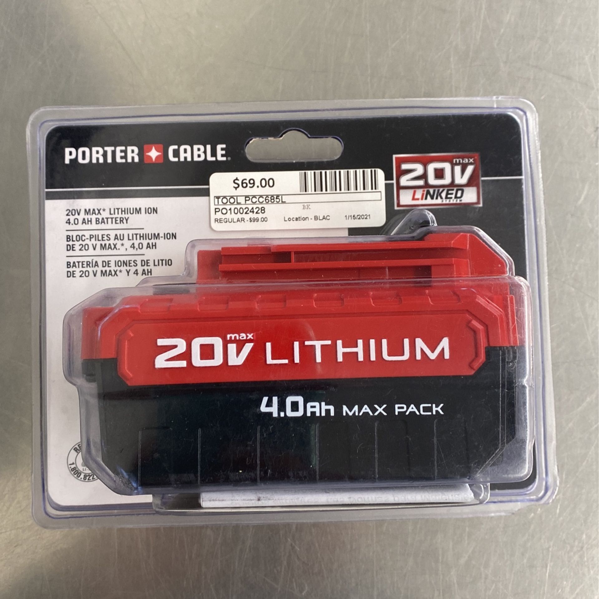 Porter Cable 20v 4.0ah Max Pack Battery