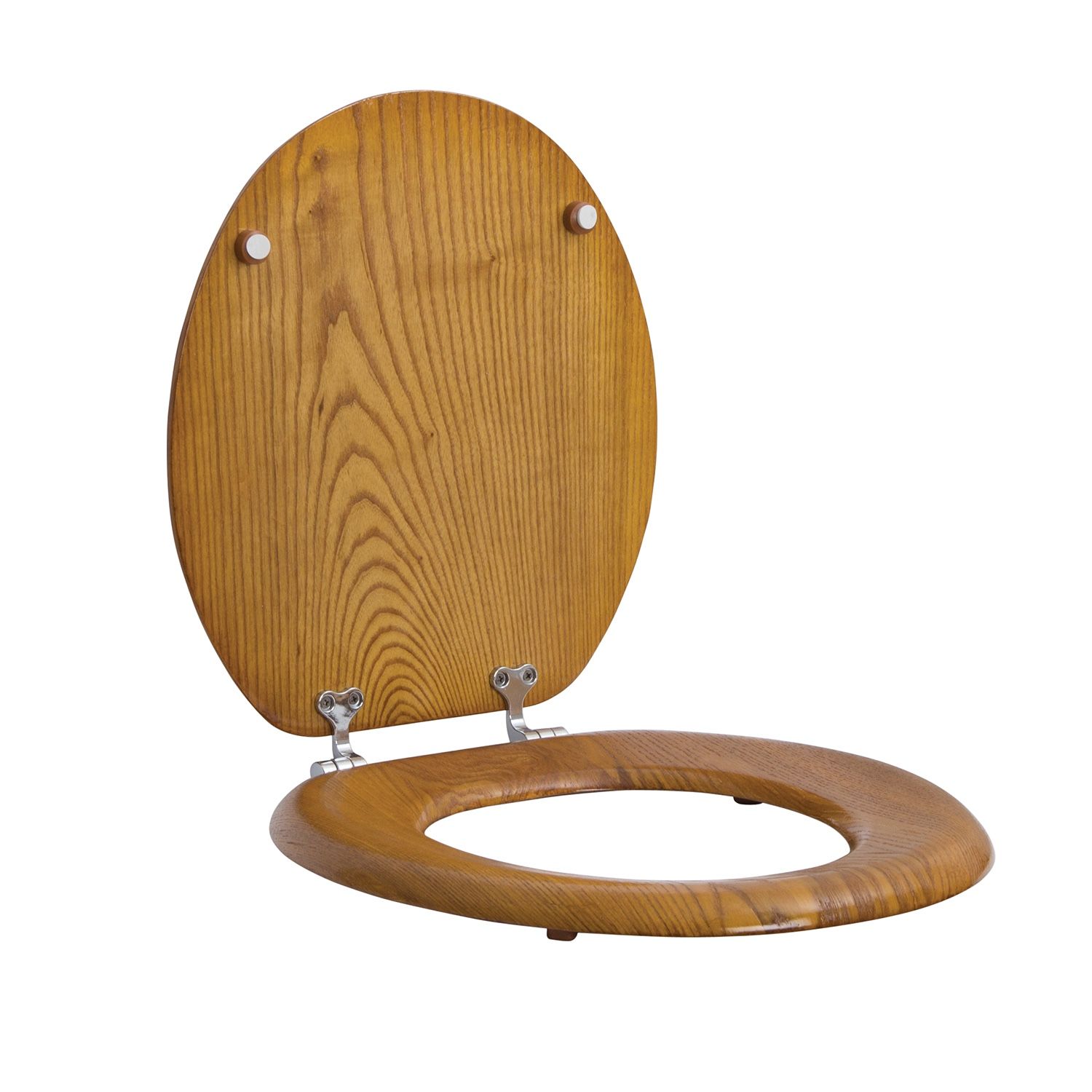 Mainstays Molded Wood Round Toilet Seat in Medium Oak Finish for Sale