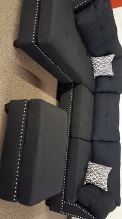 💰New Black Sectional with Storage Ottoman - Sienna