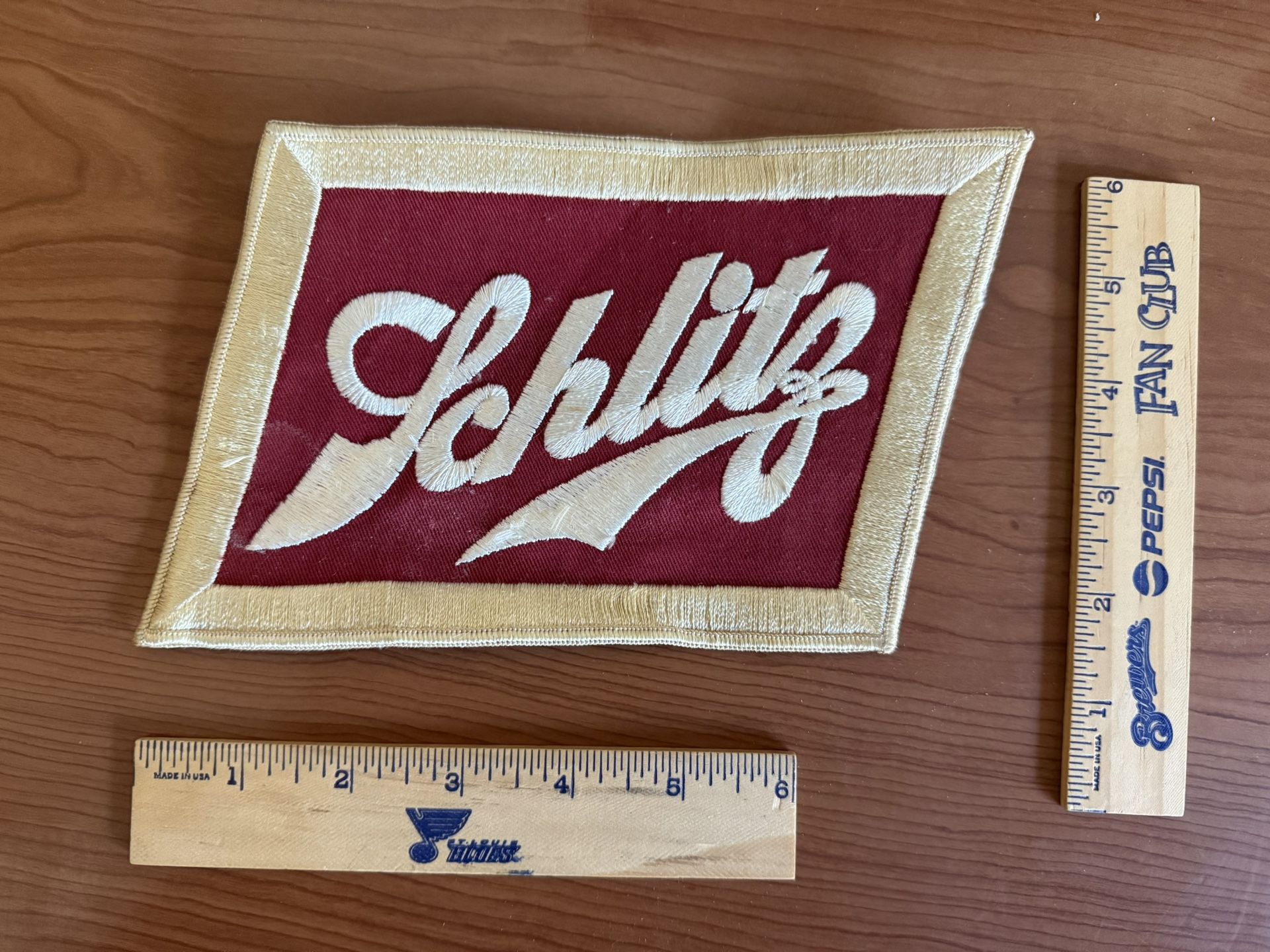 Vintage Large 7" Schlitz Beer Embroidered Patch Logo Patch