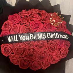 Red Eternal Rose Proposal Bouquet 