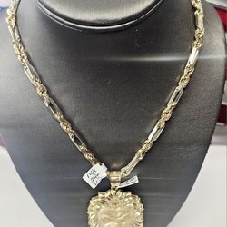 14k Solid 24inch 4.8mm Two Tone Chain And 14k Pendant (Check The Description For Pricing)