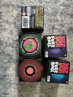 Needoh FUZZ BALL The Velvet Squeeze Nee Doh Squish Ball NEE-DOH Fuzzball Lot of 5