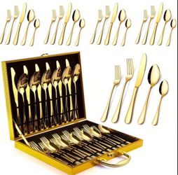 Gold Flatware Cutlery Set with Gift Box