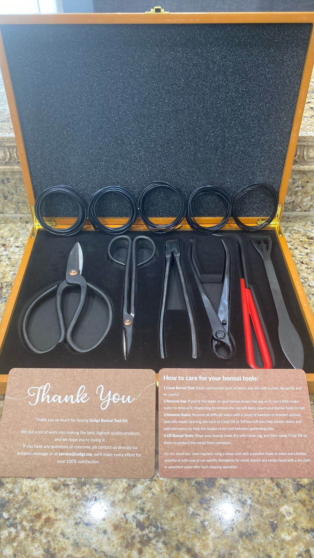 Bonsai Tools Kit with Wood Box