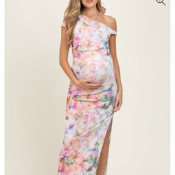 Floral One Shoulder Maternity  Dress