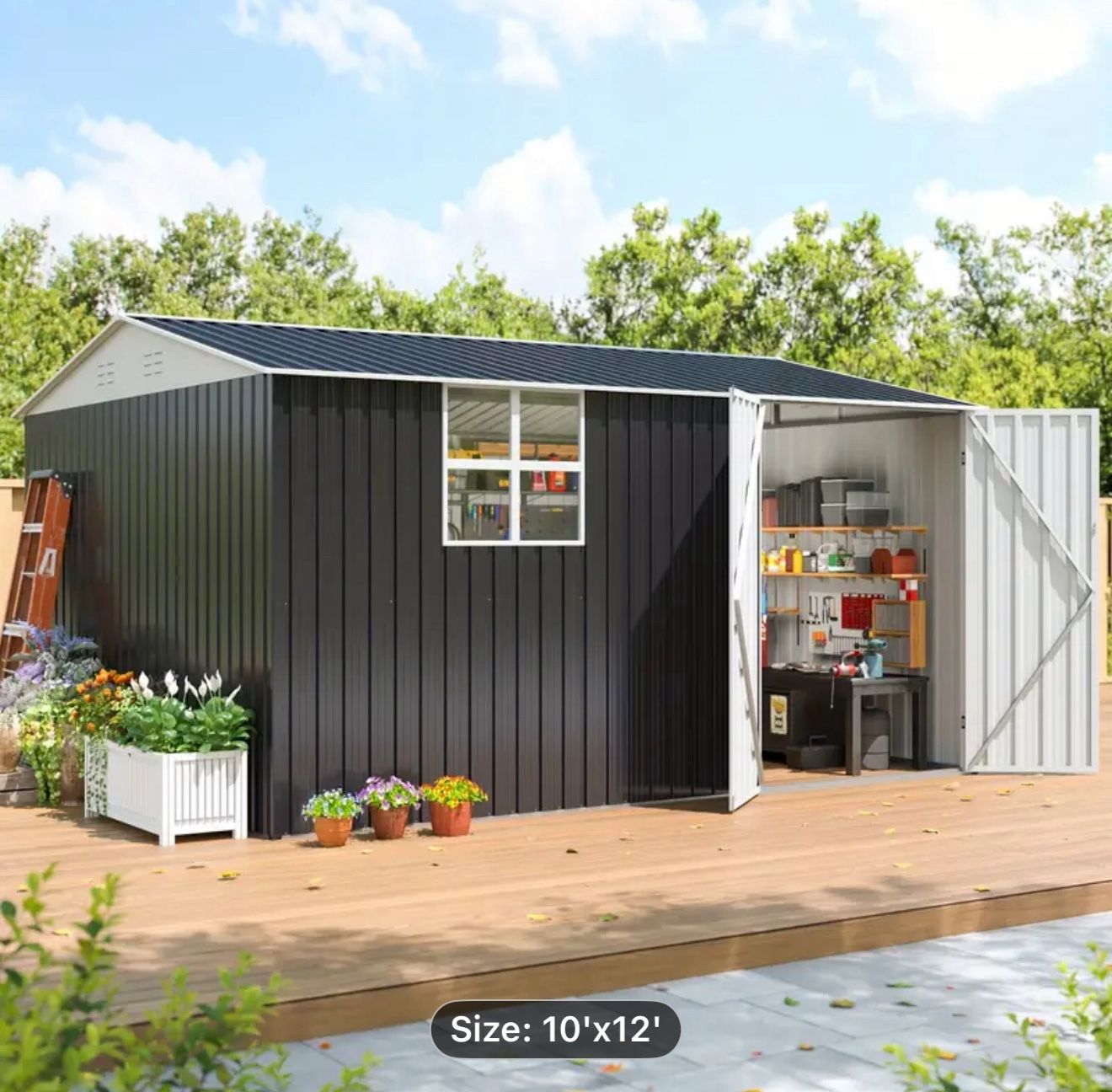 Brand new 10x12 grey metal-shed with window