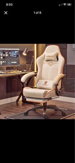 E-Sports Gaming Chair, Big and Tall Ergonomic Gamer Chair with Footrest & Headrest,White