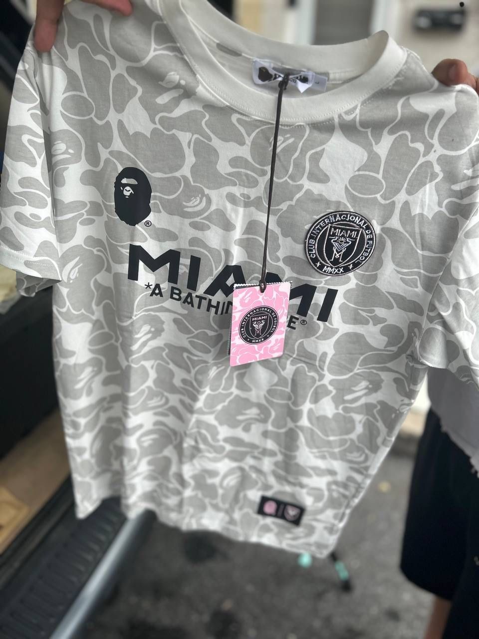 Grey And White Bape T Shirt