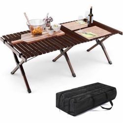 Portable Folding Wood Camping Table