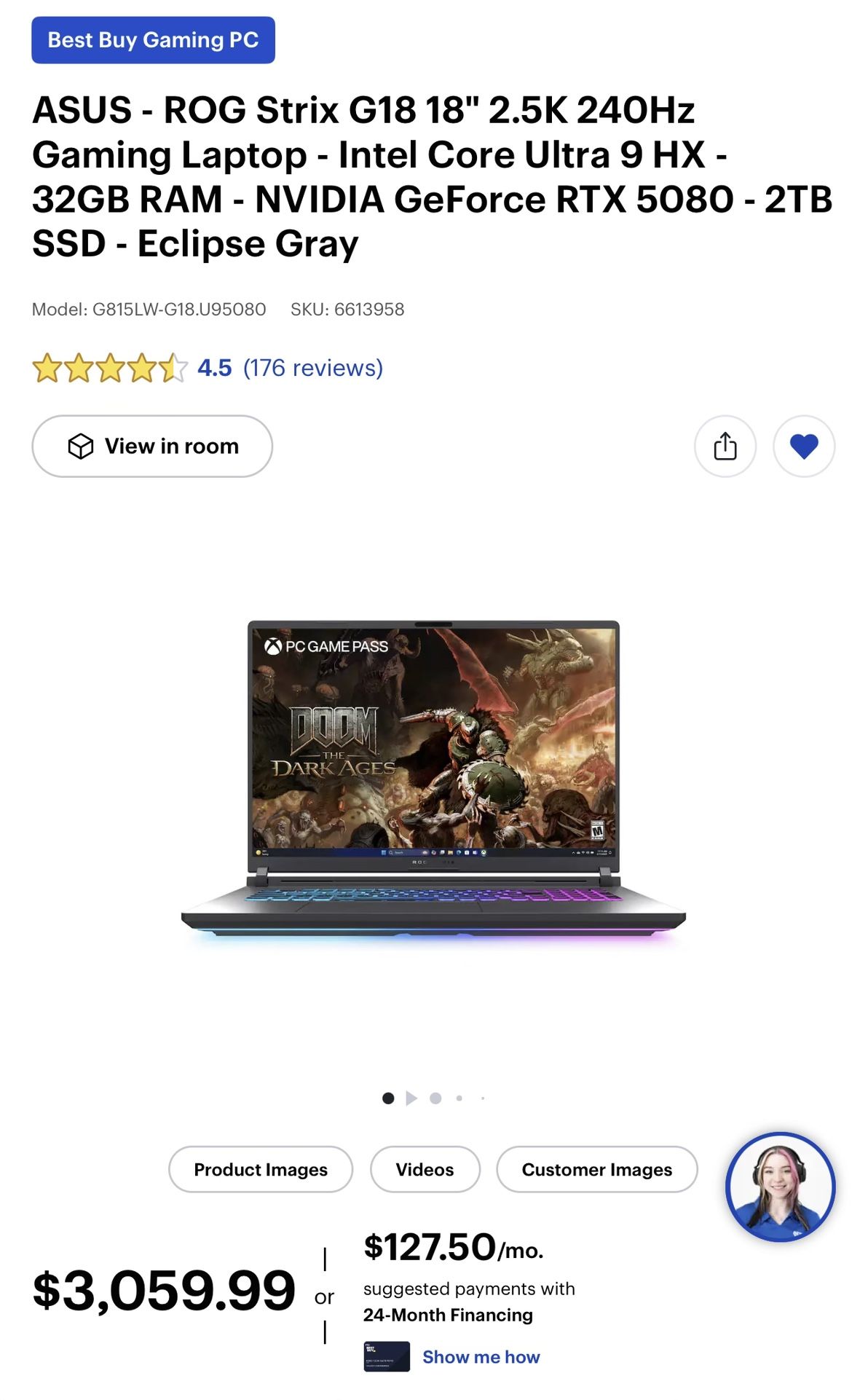 ASUS - ROG Strix G18 18" 2.5K 240Hz Gaming Laptop - Intel Core Ultra 9 HX - 32GB RAM - NVIDIA GeForce RTX 5080 - 2TB SSD - Eclipse Gray