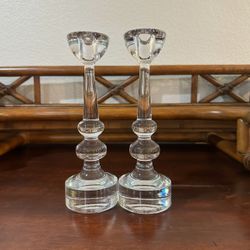 Vintage Pair of Maleras Crystal Candle Holders