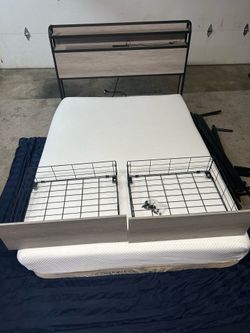 Industrial Metal Bed with Storage Drawers