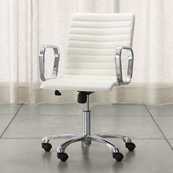 Ripple Ivory Leather Chair Chrome Base
