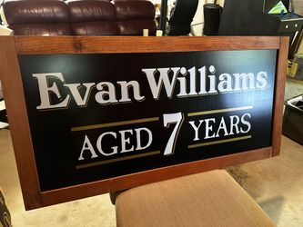 Vintage Evan Williams Aged 7 Years Bar/Whiskey Sign – Framed