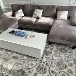 Modern 116” Gray Sectional Sofa – Great Condition – $300 (Negotiable)