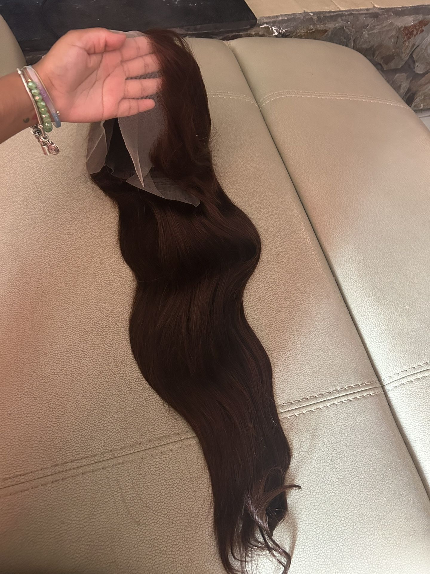 100% Human Hair 30 Inch Brown Straight Wig