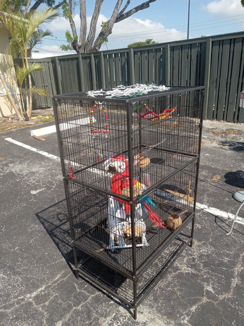 Metal Bird Cage 48"h Excellent Shape No Rust Or Damage