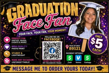 Graduation Face Fans $5 each