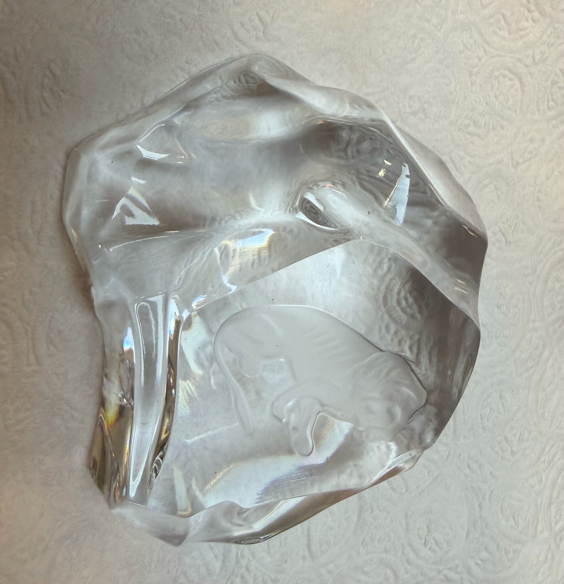 Val St Lambert Crystal Lion Paperweight