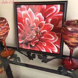 Custom Design Orange Stem Wine Glass Candle Holder 2pc Set Home Decor Mother’s Day Gift