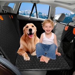 Meowant Dog Car Seat Cover for Back Seat, Waterproof Seat Cover Hammock with Safety Belt, 7 mm Hard Bottom Dog Hammock Holds 400 Lbs