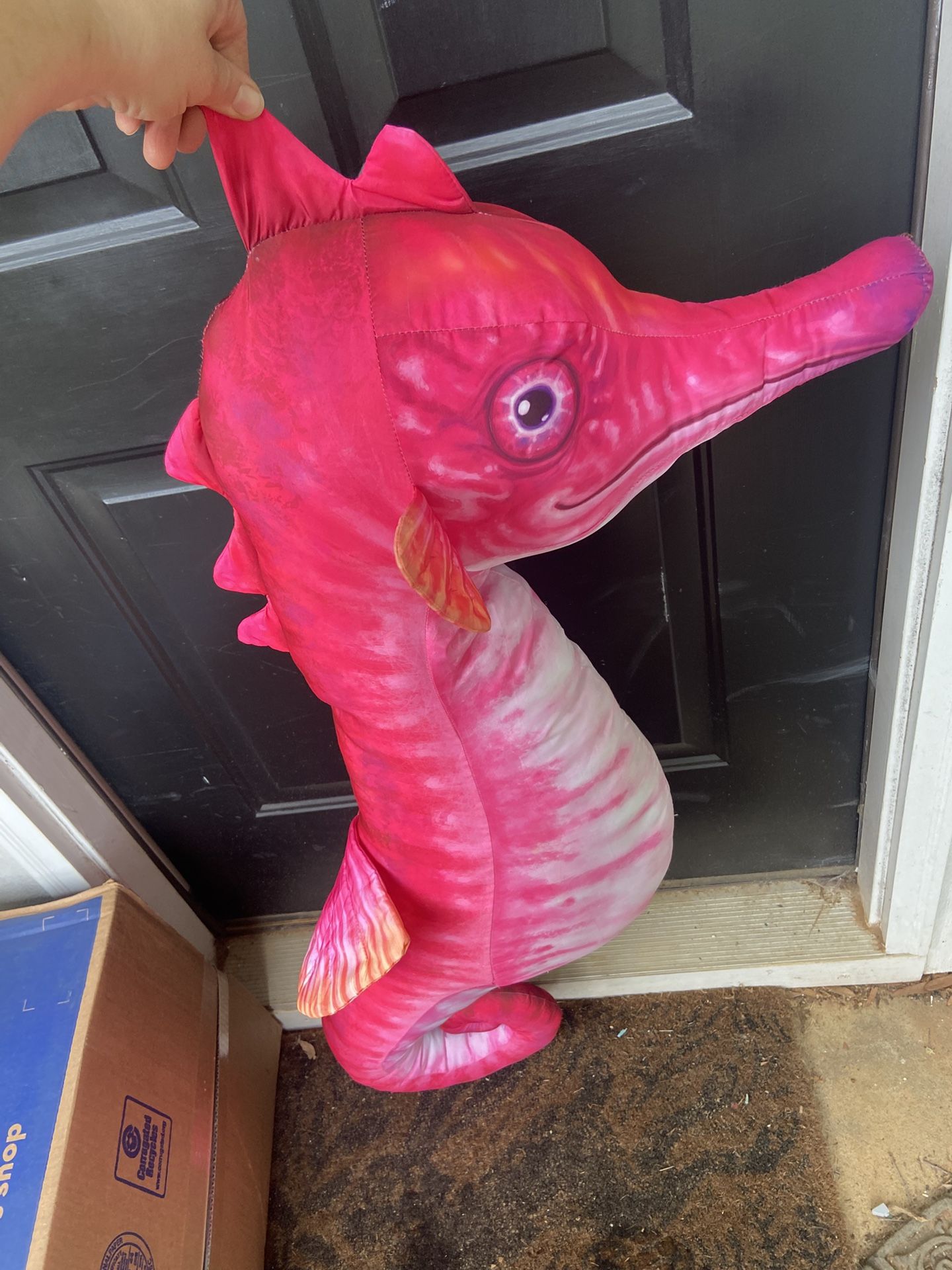 Jumbo Bright Pink Plush Seahorse 43” tall