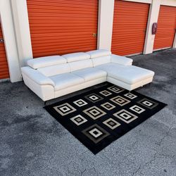 Carlo Perazzi White Leather Sectional Couch L Shape Couch Sofa Luxury