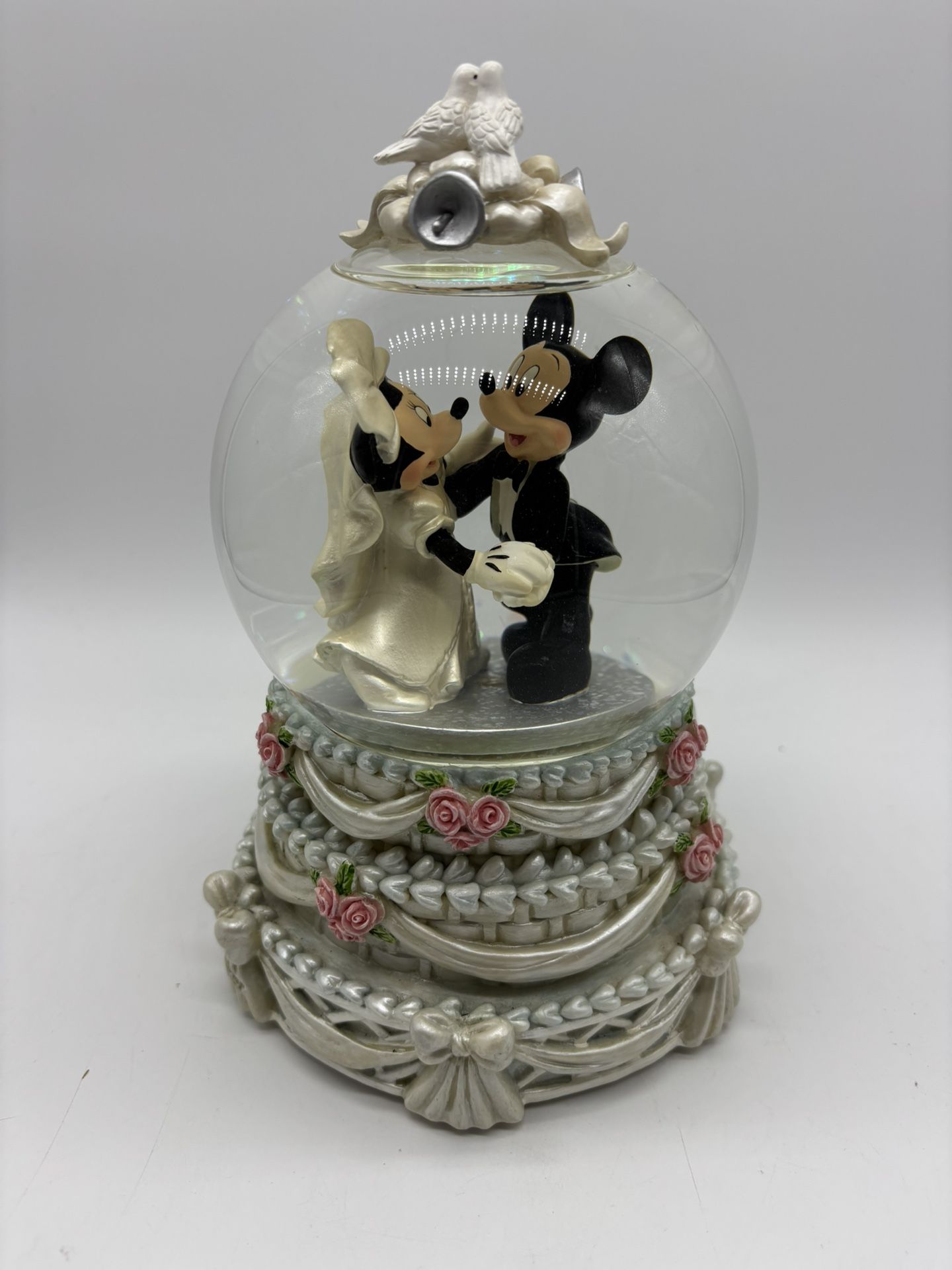 Disney Mickey Mouse Minnie Mouse Wedding Snow Globe Motion Music Box