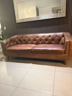 VINTAGE VINTAGE BROWN LEATHER 2 TO 3 SEATER SOFA