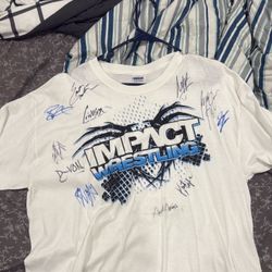 Tna Shirt Signed By Aj styles , Rob Van Dam , Kurt Angle,crimson , Val Venis And More 