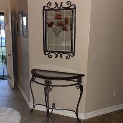 Accent iron Table And Mirror