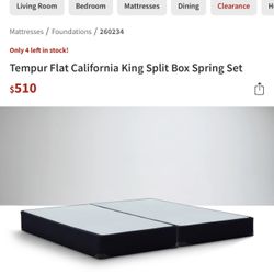 Tempur-Pedic Split California King Flat Foundation – Brand New (Gray)